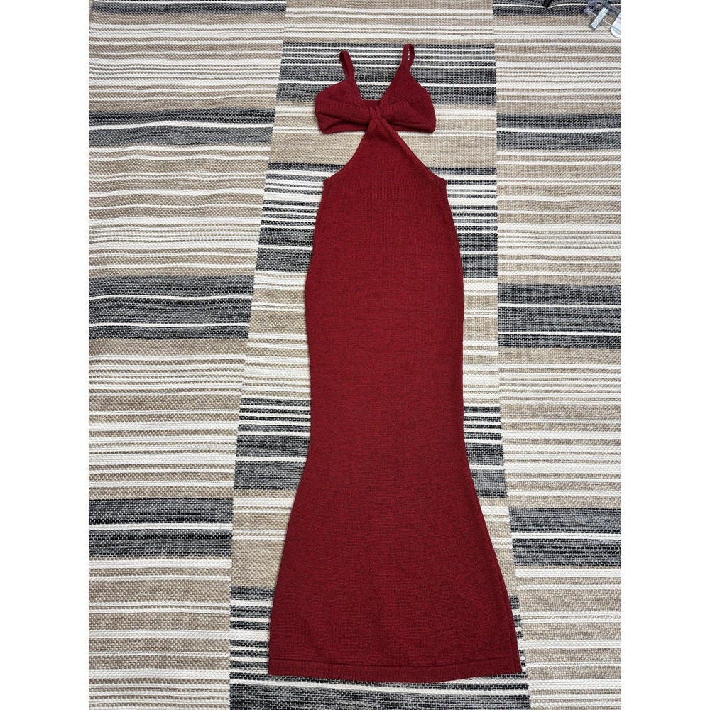 Cult Gaia Serita Dress Women's XS Red Knit Cutout Bodycon Maxi Party Stretch
